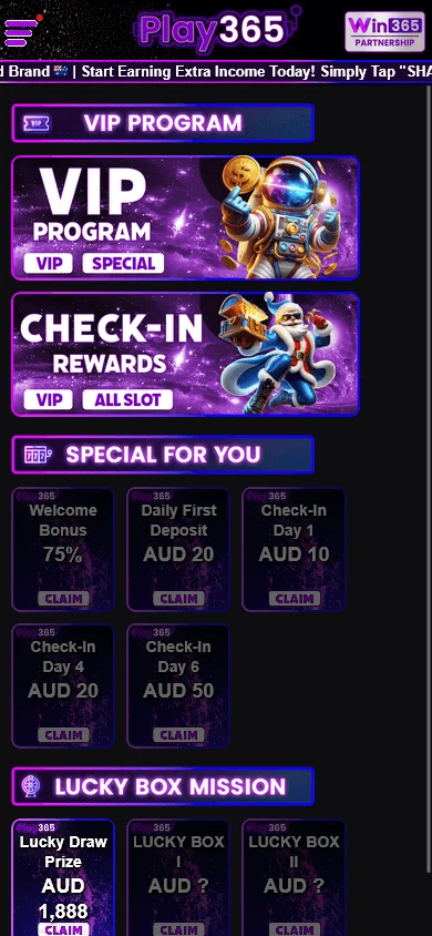 Play365 Casino promotions accessed on a mobile device